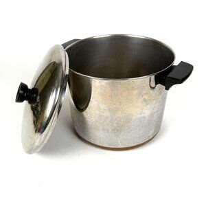 Vintage Revere Ware 8 Qt. Stock Pot With Handles Lid USA-Made Copper Bottom